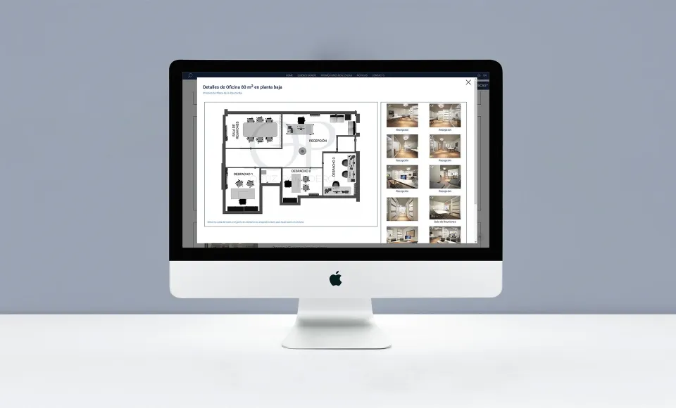 Visor de plano de una vivienda con miniaturas de fotos en la web de Ortiz Panadero